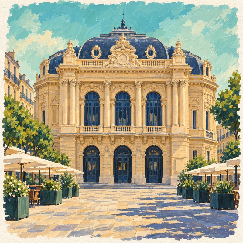 L’Opéra Comédie, illustration à la gouache