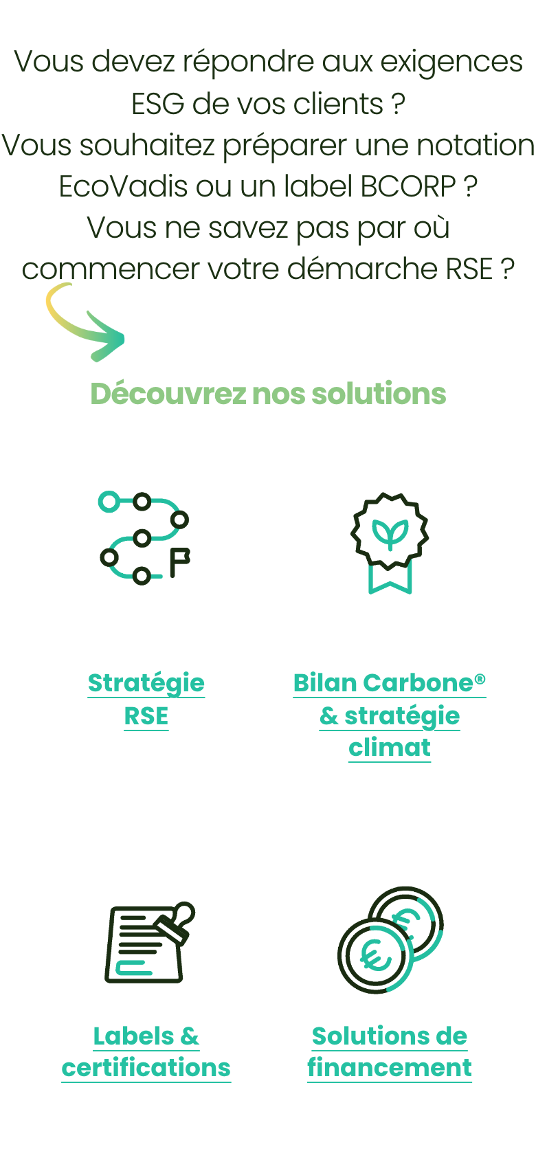 Une section intérieure de Solution Transition sur iPhone